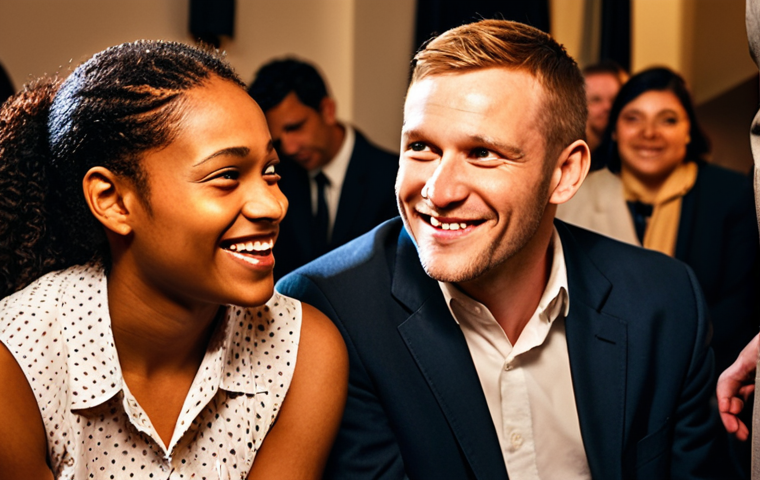 **

A diverse group of people engaged in a lively conversation. One person is actively listening with a warm smile, nodding and maintaining eye contact with the speaker. The overall atmosphere is supportive and understanding, highlighting the importance of non-verbal cues and active listening in empathetic communication. Soft, warm lighting enhances the sense of connection.

**