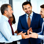 Teamwork Training - Empathy Building**

"A diverse team of professionals, fully clothed in business casual attire, participating in a 'role-reversal' exercise in a bright, modern office. Some team members are actively listening, while others are engaged in a discussion. The scene conveys understanding and collaboration. Safe for work, appropriate content, perfect anatomy, correct proportions, natural pose, professional setting, well-formed hands, proper finger count, natural body proportions, professional, family-friendly."

**
