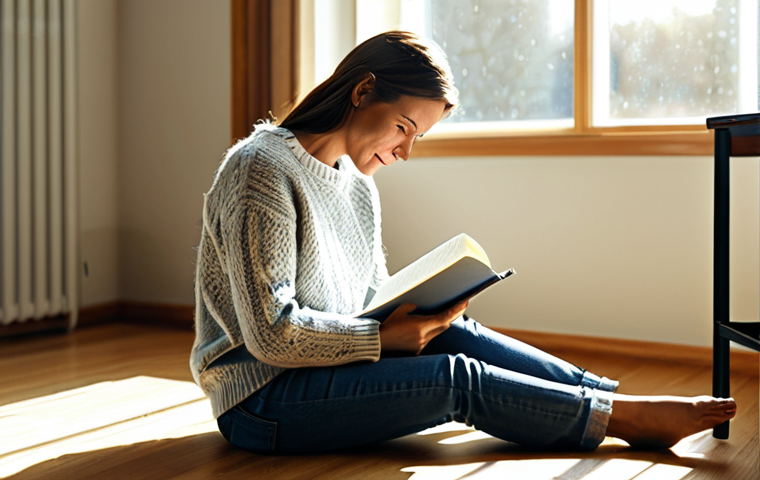 회복탄력성 강화를 위한 소통 기술 - Emotional Release**
"A woman in a comfortable sweater and jeans sits in a sunlit room, journaling w...